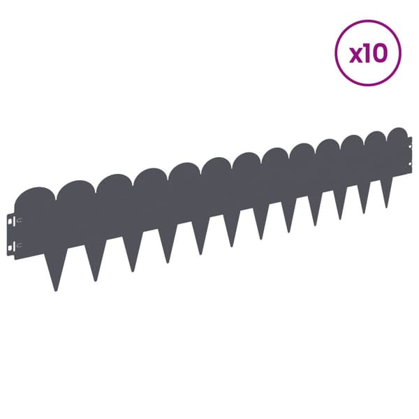 Kant för gräsmatta 10 pcs 103 x 20 cm Stål Antracit