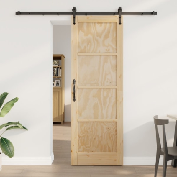 Skjutdörr med Skjutkomponent 73.5x211 cm Massivt Tallträ