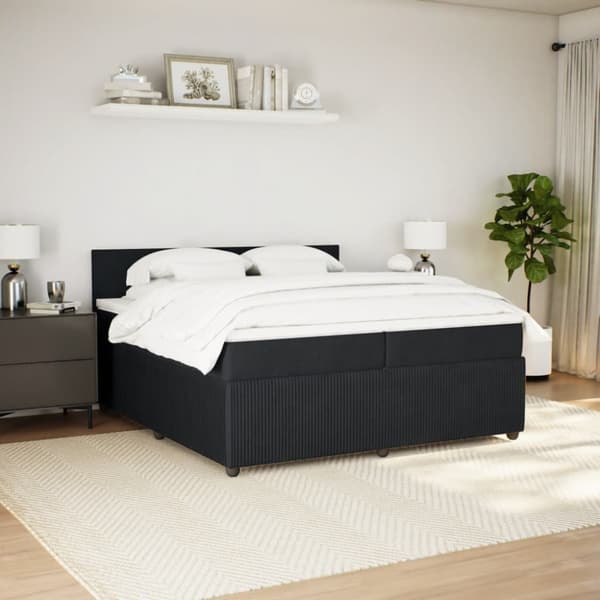 Ramsäng med madrass svart 200x200 cm sammet