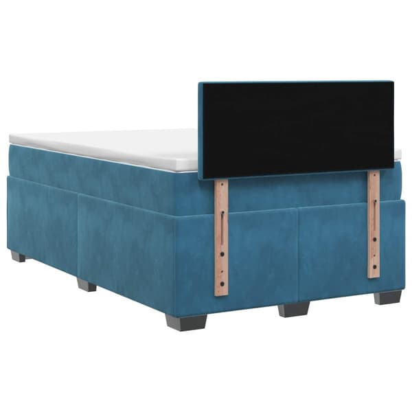 Boxspring säng med madrass och LED Blå 120 x 200 cm Sammet
