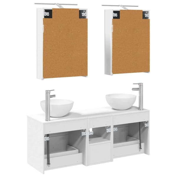 Badrumsmöbelset 5 pcs Vit Konstruerat trä och glas