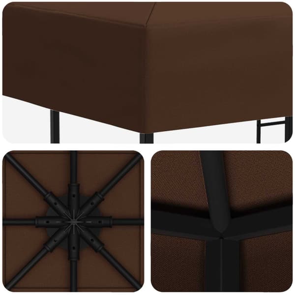 Paviljong 3 x 3 m Brun Polyester och Stål 190 gsm