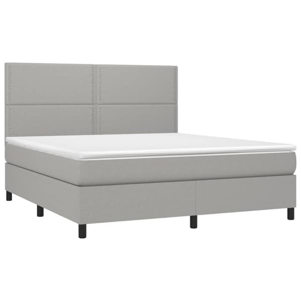 Ramsäng med madrass ljusgrå 180x200 cm tyg