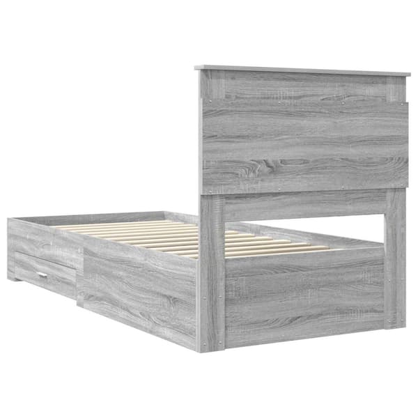 Sängram Grå Sonoma och Silver 75 x 190 cm Konstruerat trä