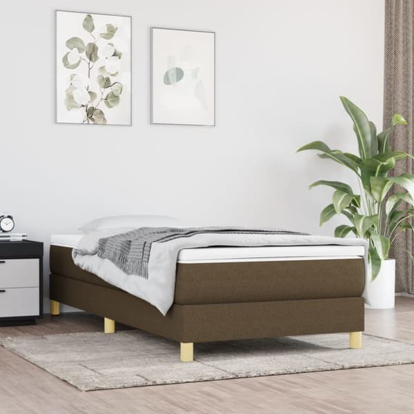 Boxspring-sängram mörkbrun 80x200 cm tyg