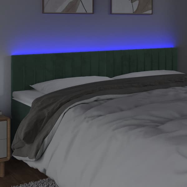 Sänggavel LED mörkgrön 180x5x78/88 cm sammet