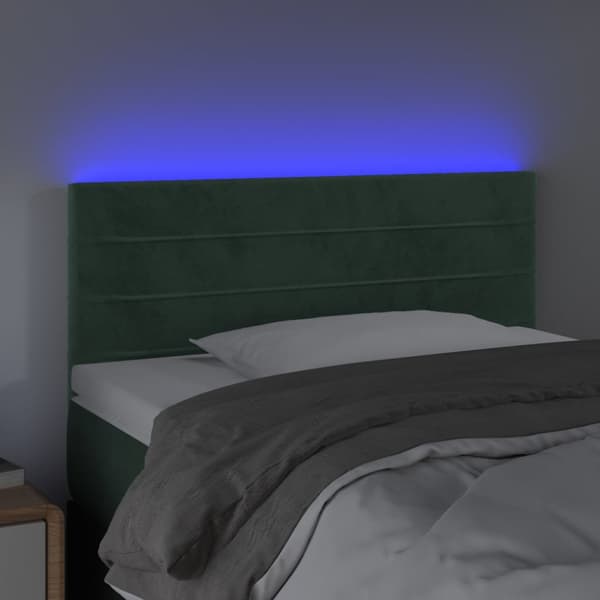 Sänggavel LED mörkgrön 90x5x78/88 cm sammet