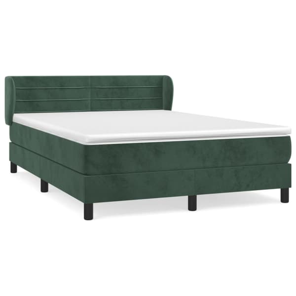 Ramsäng med madrass mörkgrön 140x190 cm sammet