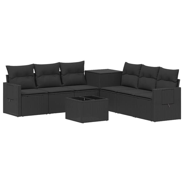 Soffset 8 st Svart Poly Rattan och stål