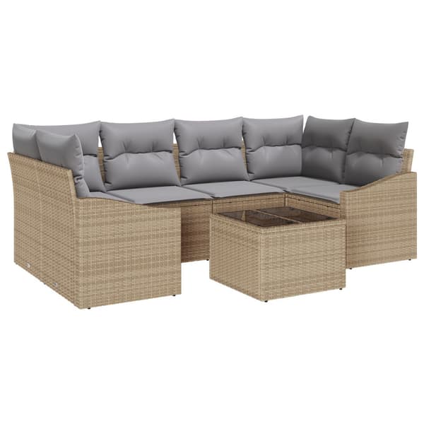 Soffset med kudde med lagring 7 pcs Beige och Grå konstrotting