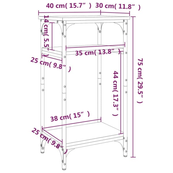 Soffbord sonoma-ek 40x30x75 cm konstruerat trä