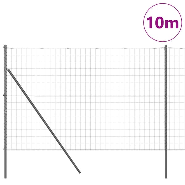 Stängsel med stolpe Grå 1,5 x 10 m Stål och PVC