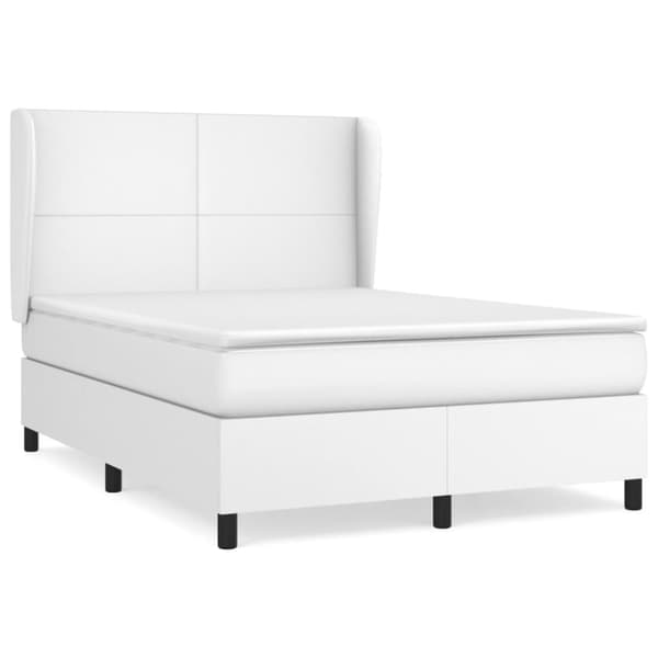 Ramsäng med madrass vit 140x200 cm konstläder