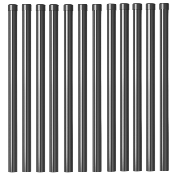 Stängselstolpe 12 pcs Grå 90 cm Pulverlackerad stål