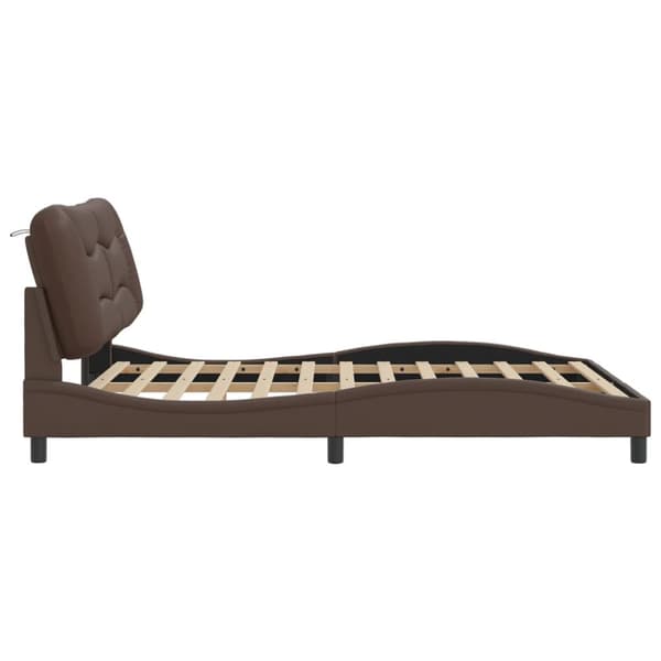 Bed Frame with LED without Mattress "Hvar" Brown 160x200 cm