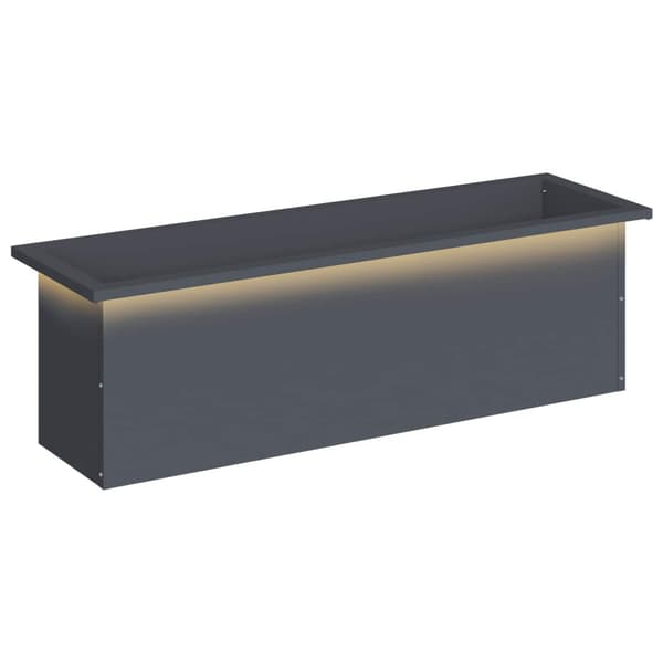 Odlingslåda med LED Antracit 30 x 100 x 30 cm Stål