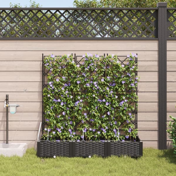 Trädgårdsplanterare 3 pcs Svart Plast