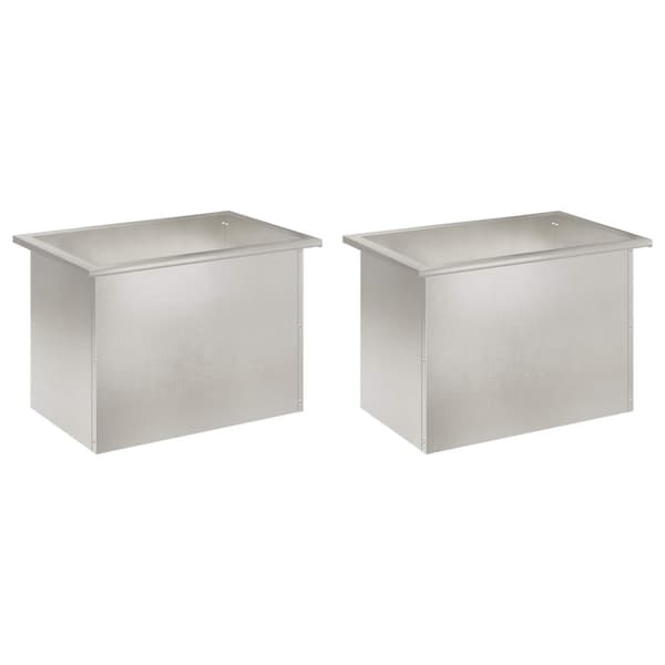Odlingslåda med LED 2 st Silver 40 x 60 x 40 cm Rostfritt stål