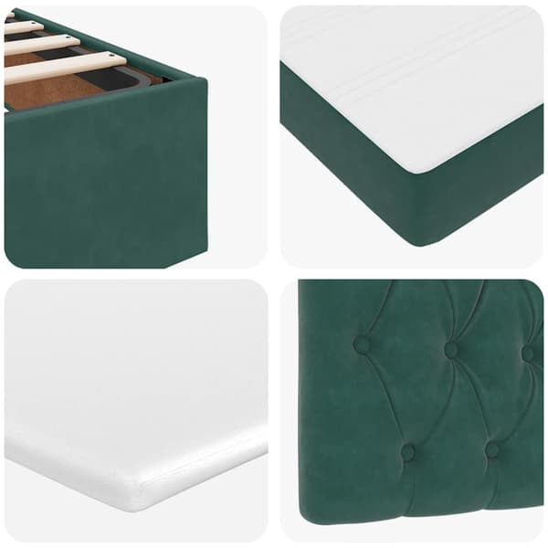Ottoman sängram med madrasser mörkgrön 140x200 cm sammet