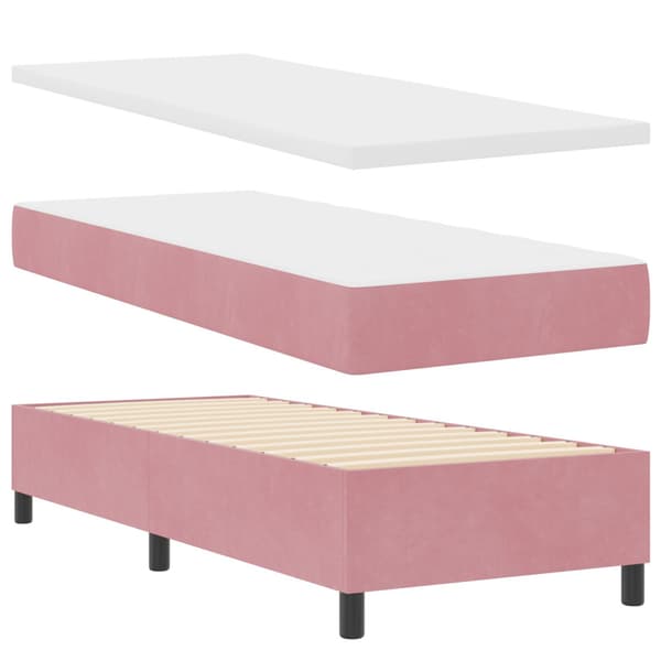 Bäddfjäder med huvudgavel Rosa 200 x 80 cm Sammet