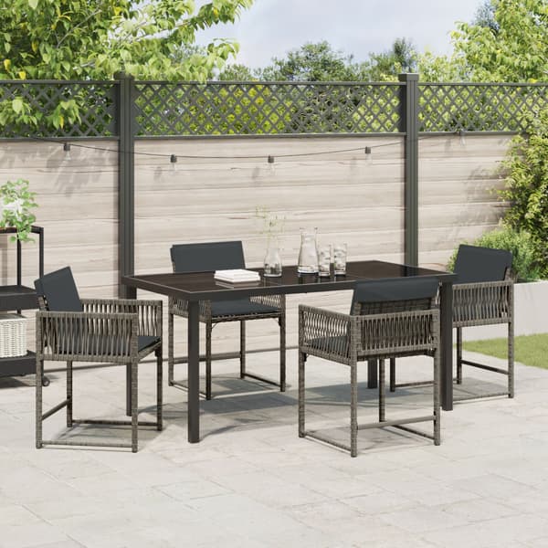 Trädgårdsmöbelset 5 pcs Grå konstrotting