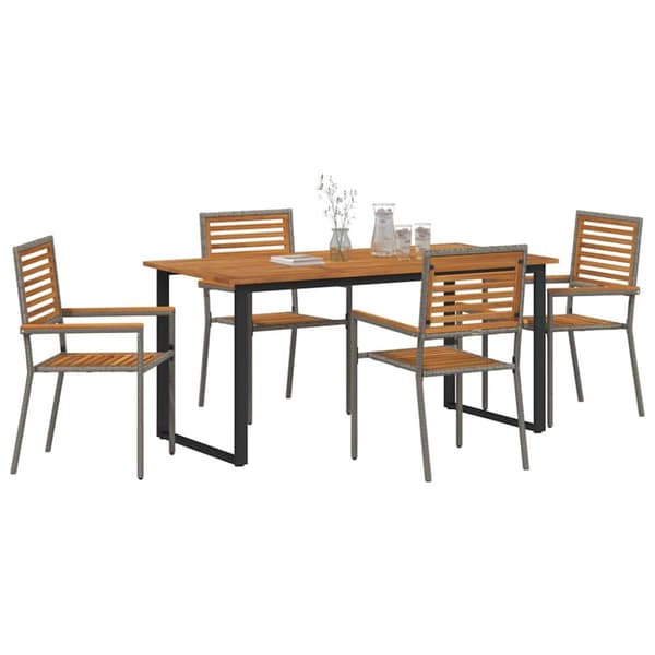 Trädgårdsmöbelset 5 pcs Grå Massivt Akaciaträ