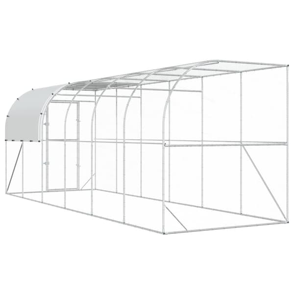 Hönshus mot Vägg Silver 600 x 200 x 215 cm Galvaniserat stål