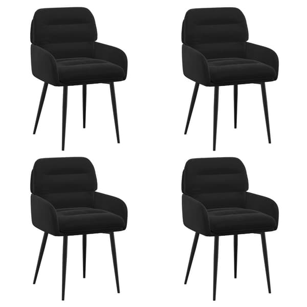 Matstolar 4 pcs Sammet Svart 59 x 59,5 x 90 cm