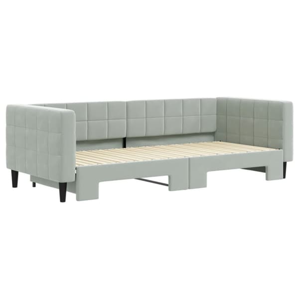Dagbädd utdragbar ljusgrå 90x200 cm sammet