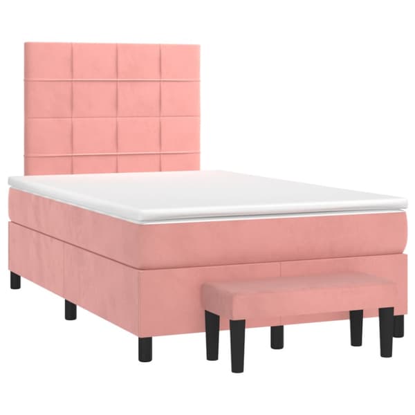 Ramsäng med madrass rosa 120x200 cm sammet