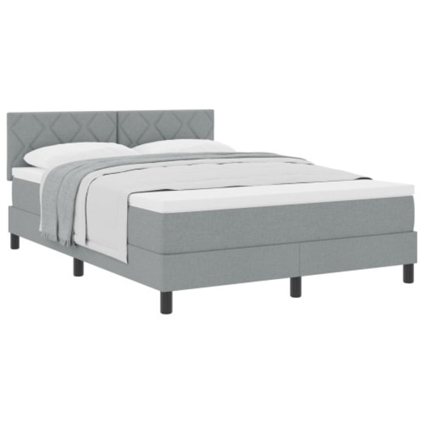 Boxspring Säng med Madrass Ljusgrå 140x200 cm Tyg