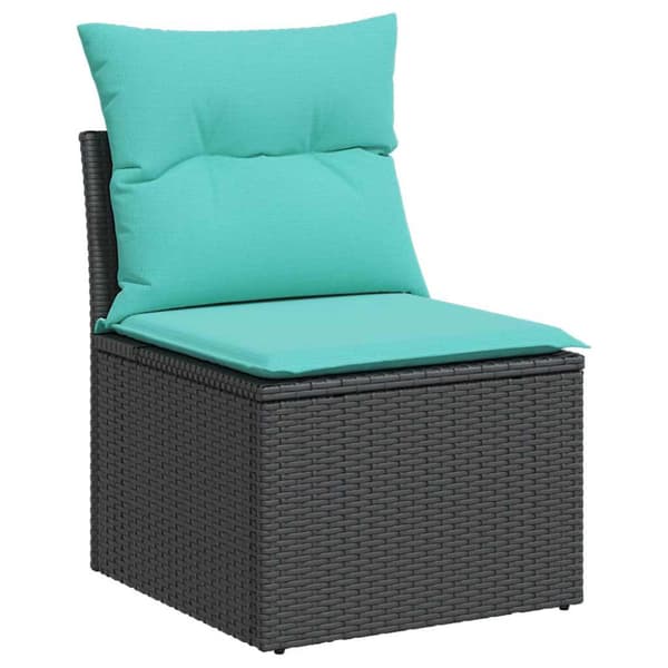 9 delar trädgårdssoffgrupp med dynor svart polyrotting