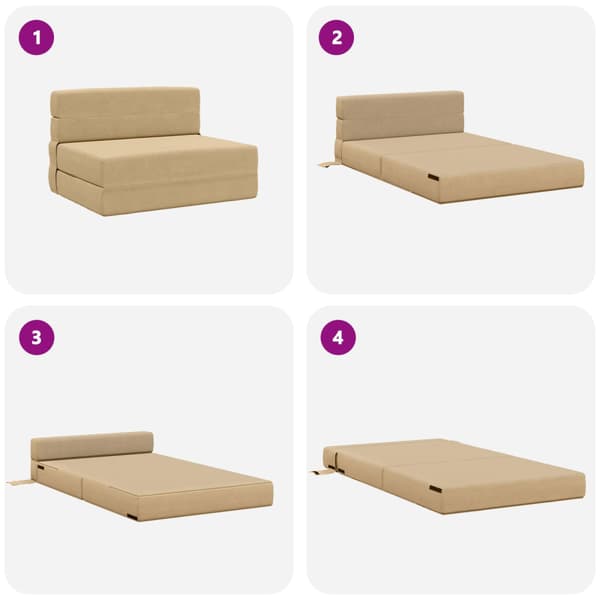 Fällbar Soffbedmadras Grön grå 70 x 80 x 60 cm Tyg