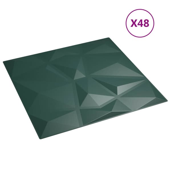 Väggpaneler 48 pcs Grön 50 x 50 cm XPS Skum