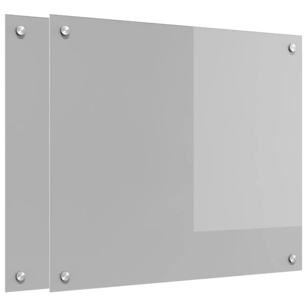 Köksskydd 2 pcs Ljusgrå 70 x 60 cm härdat glas