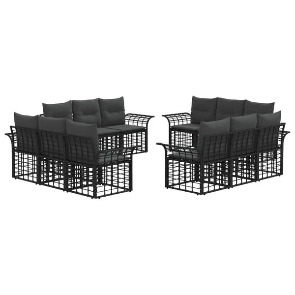 Utomhussoffset 12 pcs Svart och Mörkgrå Polyester