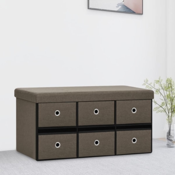 Hopfällbar förvaringsbänk brun 76x38x38 cm konstlinne