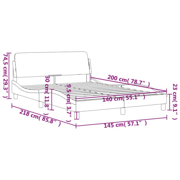 Bed Frame "Dover" Cream 140x200 cm Fabric