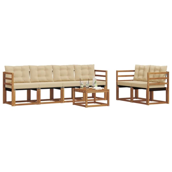 Utomhussoffset med kudde 7 pcs Naturlig och Beige