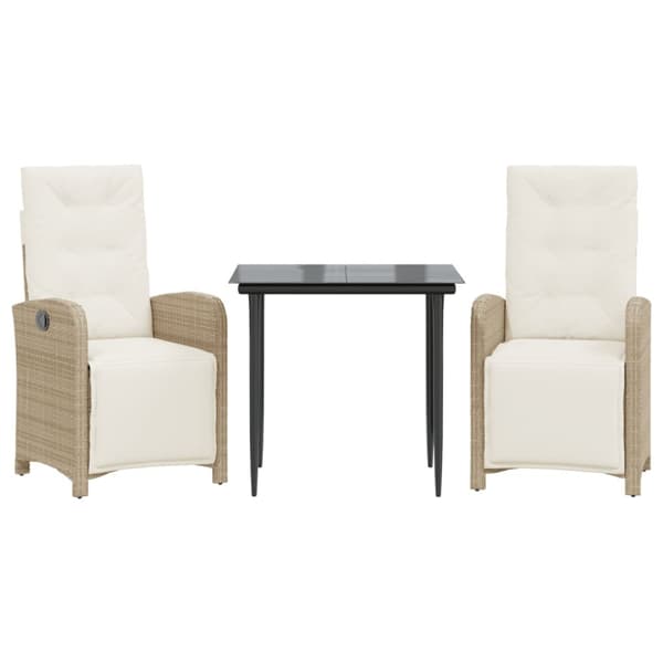 Bistrogrupp med dynor 3 delar beige konstrotting