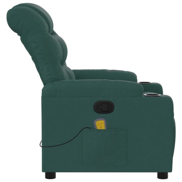 Massagefåtölj mörkgrön tyg