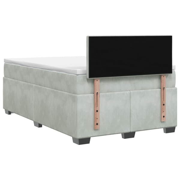 Boxspring säng med madrass och LED Ljusgrå 120 x 190 cm Sammet