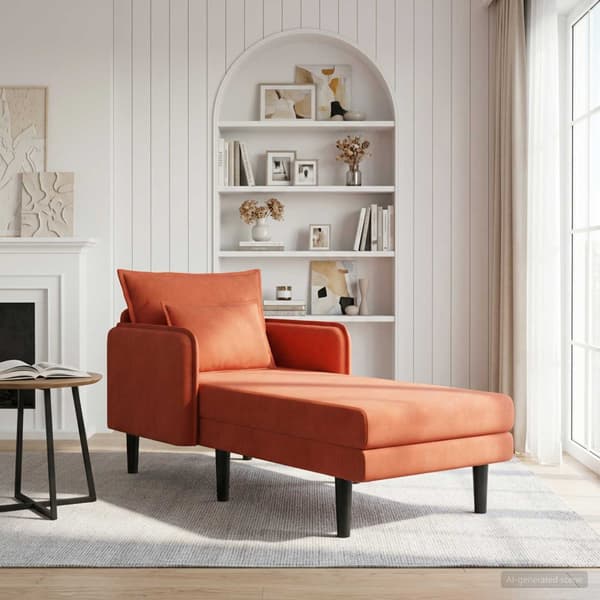 Stor schäslong Röd orange Mockatyg