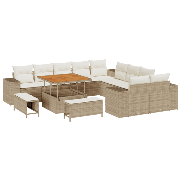 Trädgårdsoffset 13 pcs Beige och gräddfärgad konstrotting