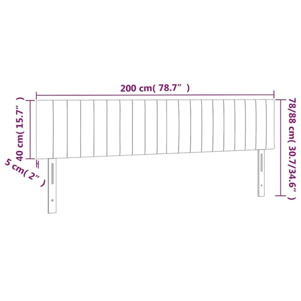 Sänggavel LED mörkblå 200x5x78/88 cm sammet