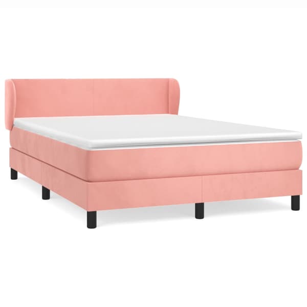 Ramsäng med madrass rosa 140x200 cm sammet