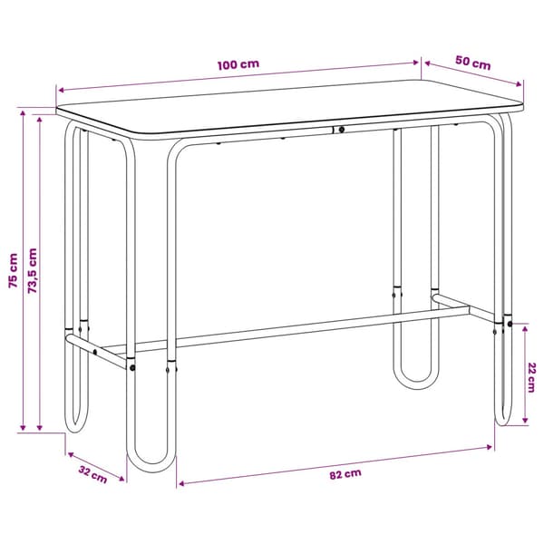 Matbord 100 x 50 x 75 cm Konstruerat trä Sonoma-ek Rektangulär