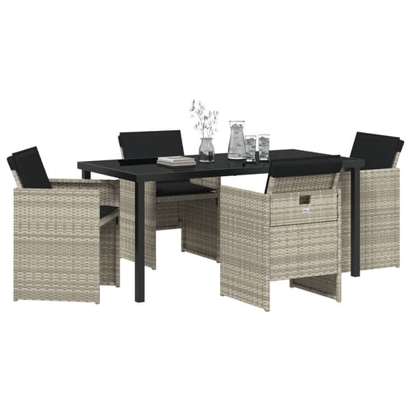 Trädgårdsmöbelset 5 pcs Ljusgrå konstrotting