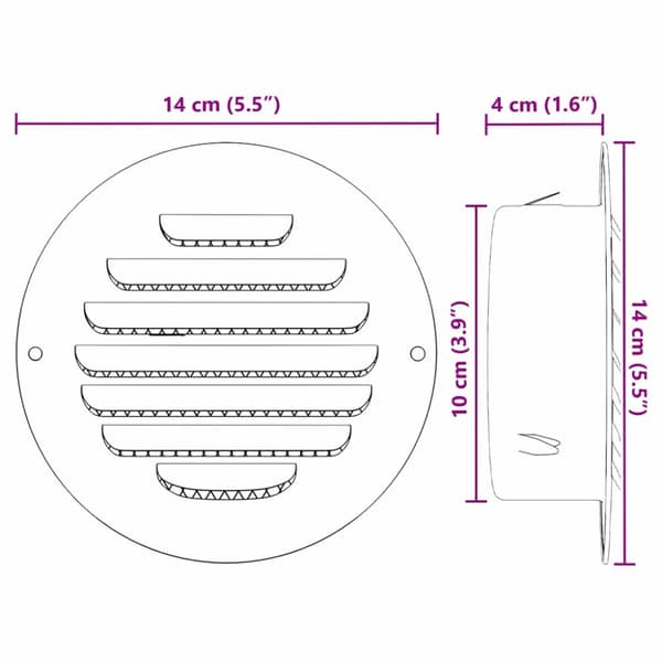 Luftventilationslock 4 pcs Silver 100 mm Rostfritt stål