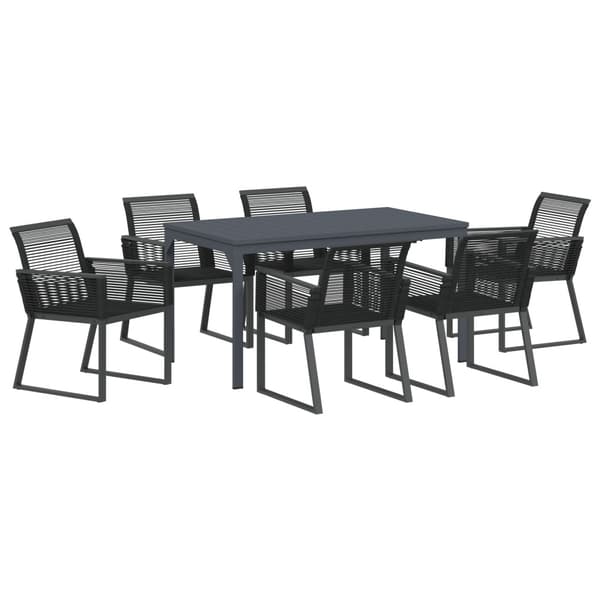 Trädgårdsmöbelset 7 pcs Svart konstrotting